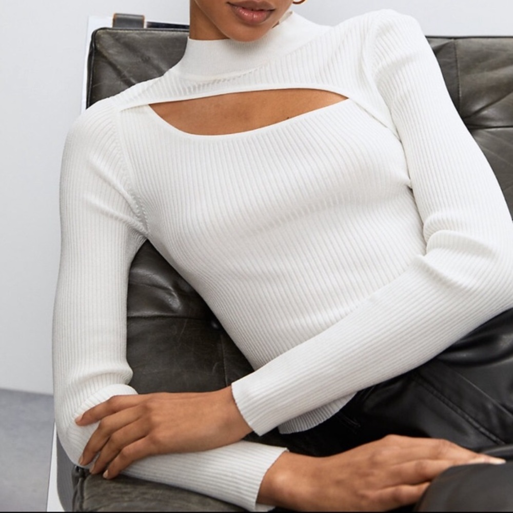 BABATON | M Imprint Cut Out Long Sleeve Top White